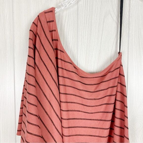 Free People Beach | One Shoulder Pink Striped Beach Dress Size Large - Picture 4 of 9